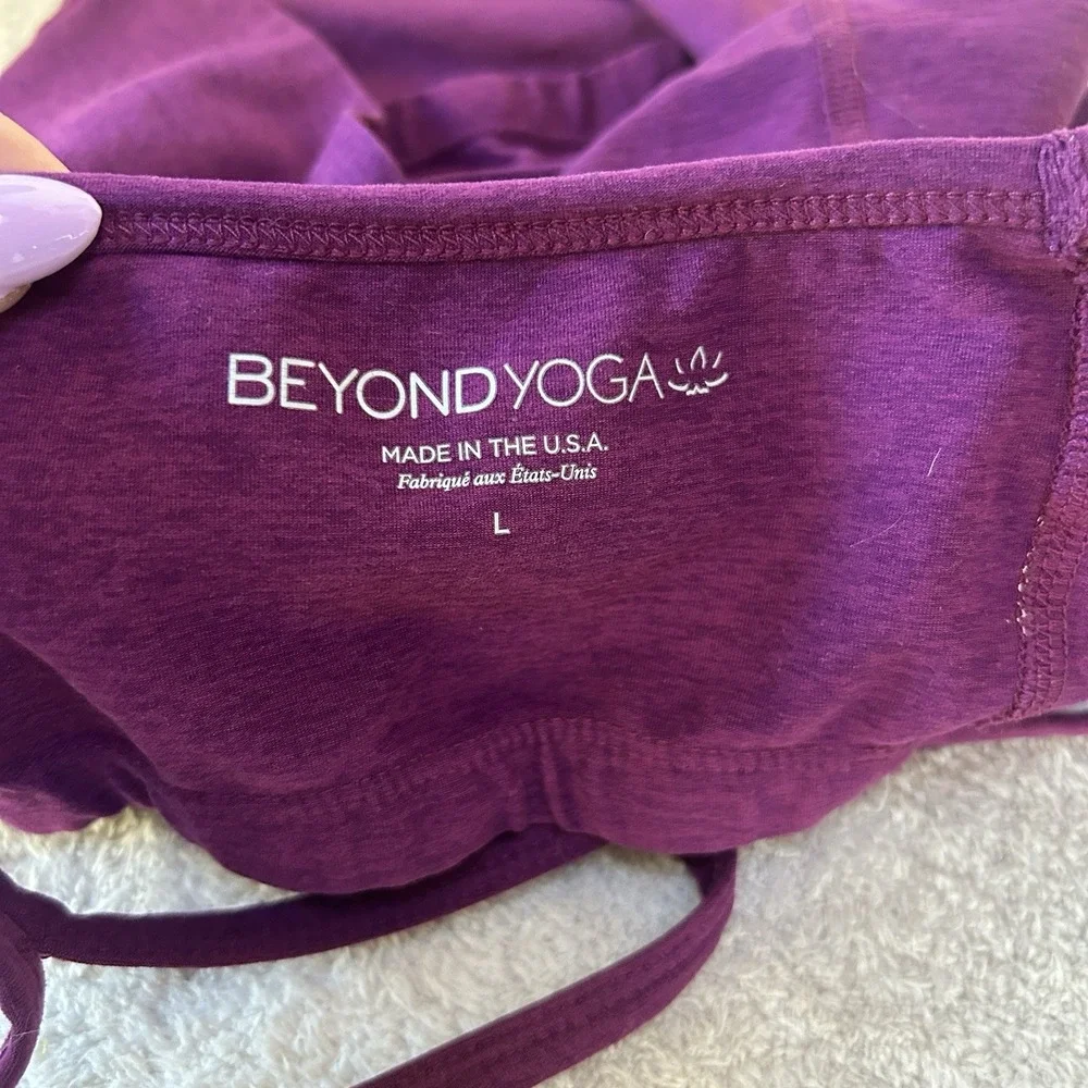 Beyond Yoga Women's L Spacedye Slim Racerback Cropped Tank Bra Aubergine Beet - Picture 3 of 3